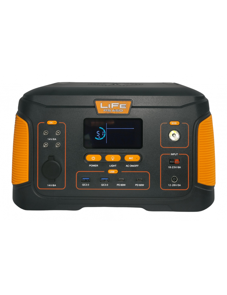 Портативна зарядна електростанція LiFe PS 650, 650 Вт, Li-ion купуйте в AnyBattery.com.ua