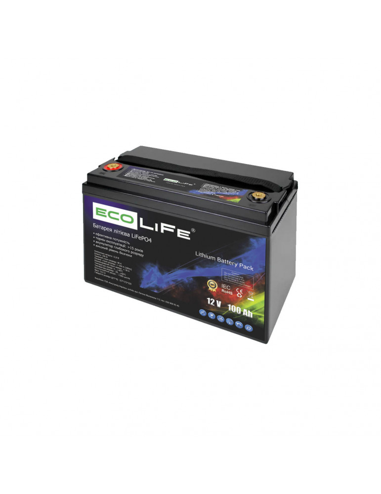 Акумулятор (літій залізо фосфатний) EcoLiFe 12-100 LiFePO4, 12В, 100 А·год, 1280 Вт купити - AnyBattery.com.ua