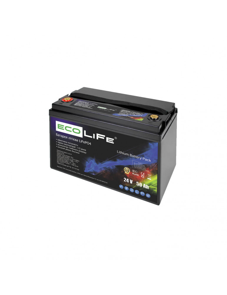 Акумулятор (літій залізо фосфатний) EcoLiFe 24-50 LiFePO4, 24В, 50 А·год, 1280 Вт купити - AnyBattery.com.ua