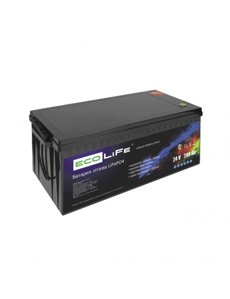 Акумулятор (літій залізо фосфатний) EcoLiFe 24-200 LiFePO4, 24В, 200 А·год, 5120 Вт купити - AnyBattery.com.ua
