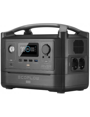 Зарядна станція EcoFlow RIVER Max, 600 Вт, Li-ion, 576 Вт·год, Чистий синус купити - AnyBattery.com.ua
