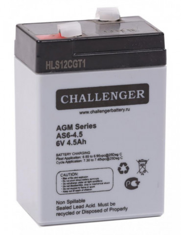 Акумулятор Challenger AS6-4.5 AGM, 6В, 4,6 А·год купити - AnyBattery.com.ua